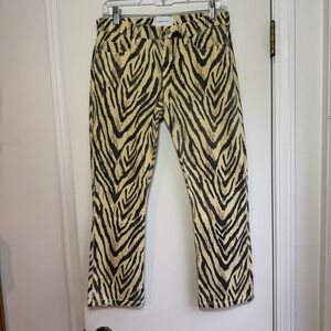 NWT CURRENT/ELLIOTT The Ruby‎ Crop Jeans Women's Size 26 Natural Zebra Print